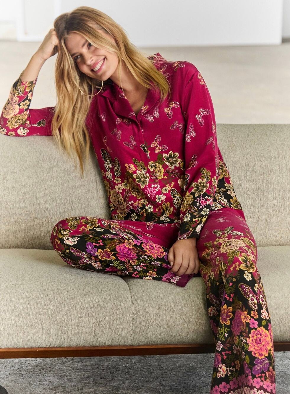 Johnny Was Jaclyn Long Set Silk PJs